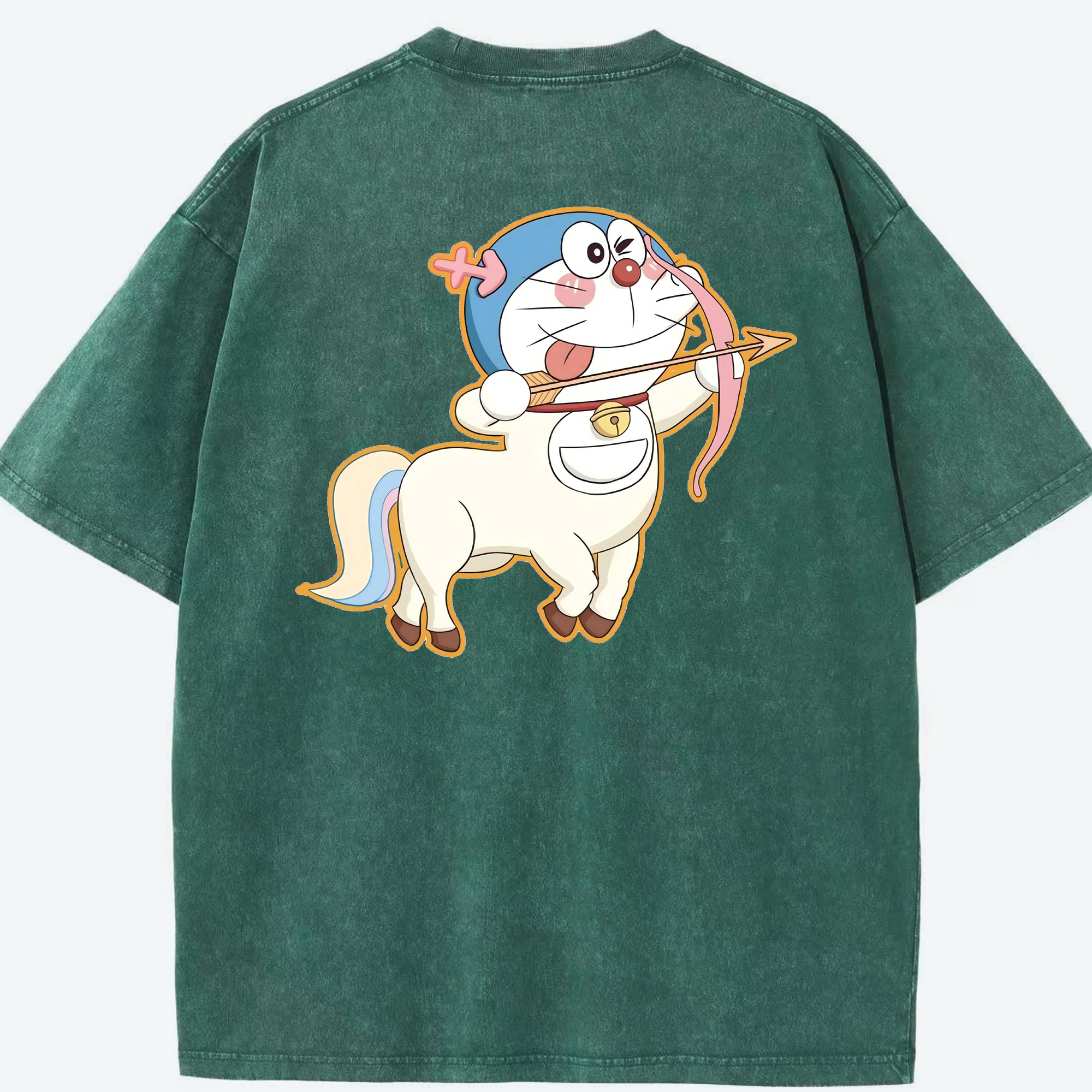 （画像用） ドラえもん Doraemon 綿100% ヴィンテージ風 半袖Tシャツ（背面プリント）